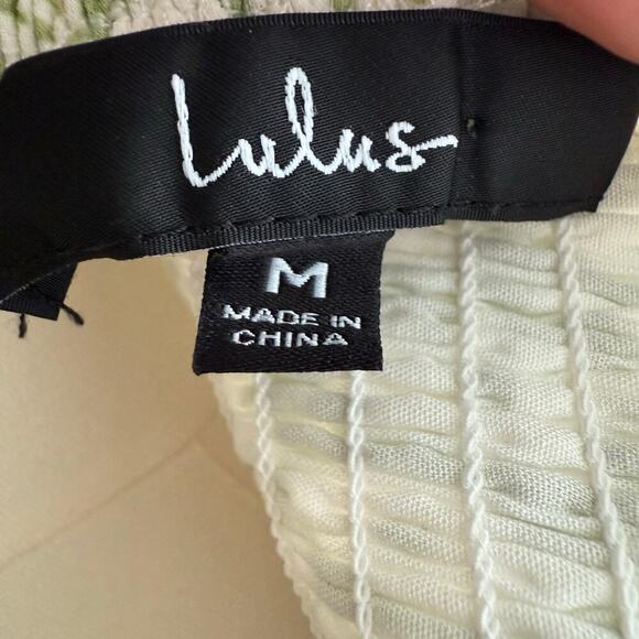 Lulus Green Floral Smocked Tiered Long Sleeve Mini Dress M Coquette Cottage - Picture 6 of 8